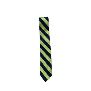 J.Crew Silk Tie Navy & Lime Green Diagonal Stripe 2.75" Classic Preppy Style